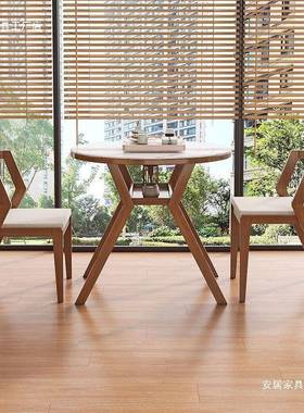 阳台FPO休闲桌椅三件套木套装茶桌一桌二椅组型合圆小喝茶桌小实