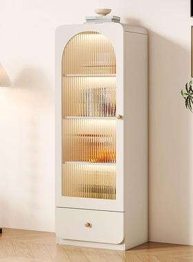 奶油风璃餐边酒展置玻物储物柜靠柜墙家用UTE客厅示立柜电视边柜