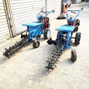 柴油沟QCU手扶链条开机埋水挖沟机自走式管铺设管道