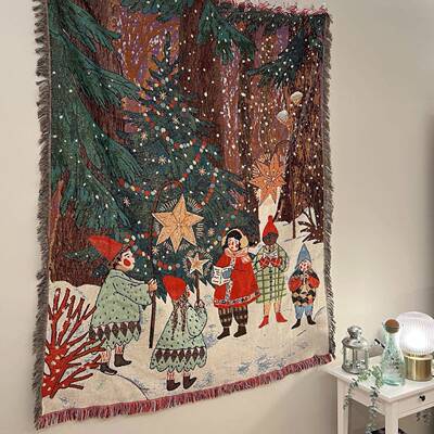 MerryCF898H797hri布smas圣诞挂圣诞树沙发毯盖布节日置毯墙面t装