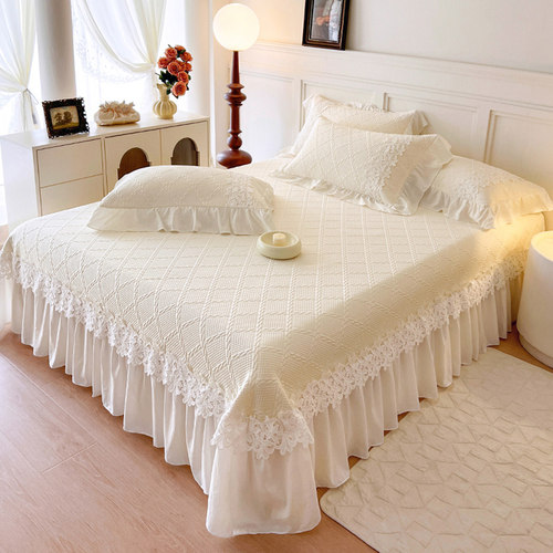 夏季高端A类凉感豆豆冰丝凉席床盖三件套公主风可机洗空调软席子