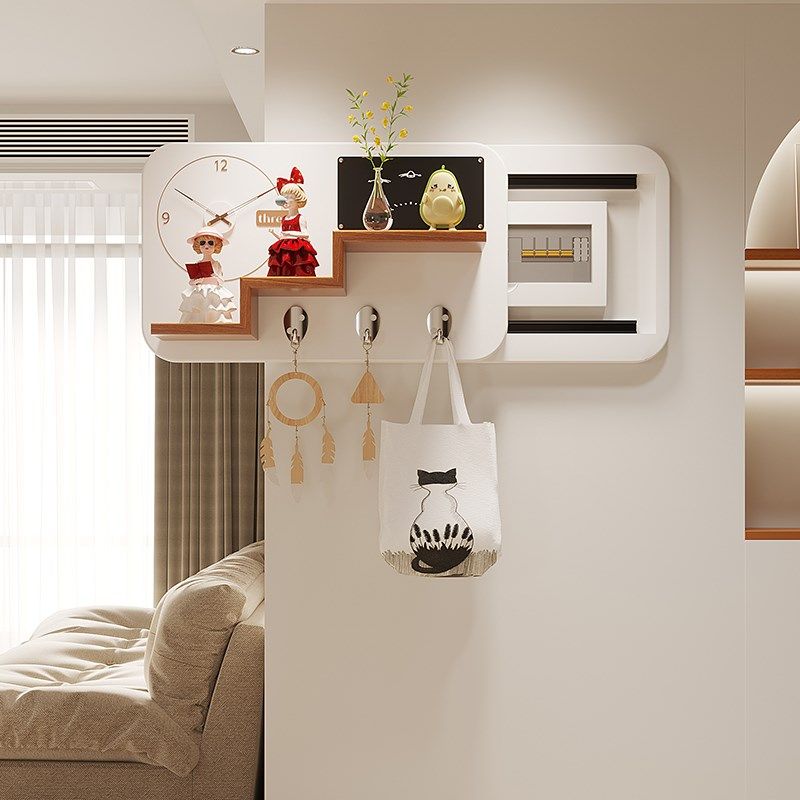 2024新款实木电表箱装饰画钟表现代配电箱挂钟遮挡时钟弱电盒带钟