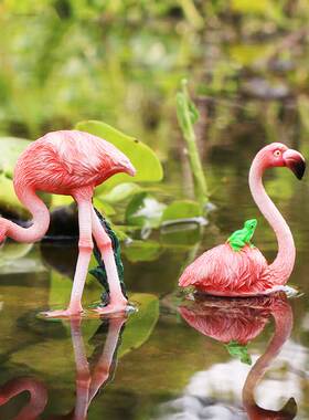 仿真火烈鸟摆件小创意家居盆景庭院花园水培微景观个性景观装饰品