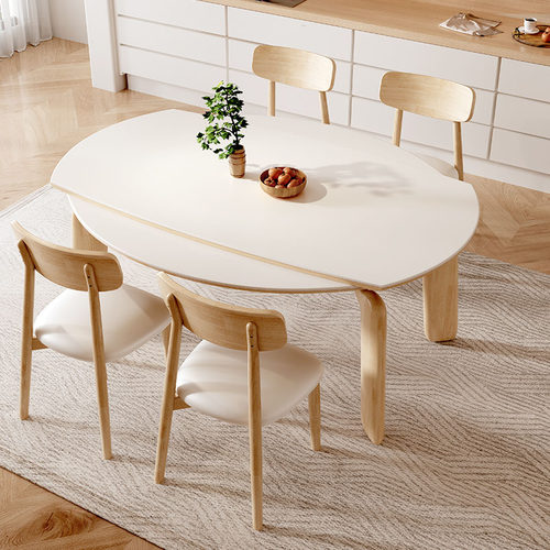 馨佰利岩板餐桌椅2024新款小户型家用现代简约客厅可变圆桌子饭桌