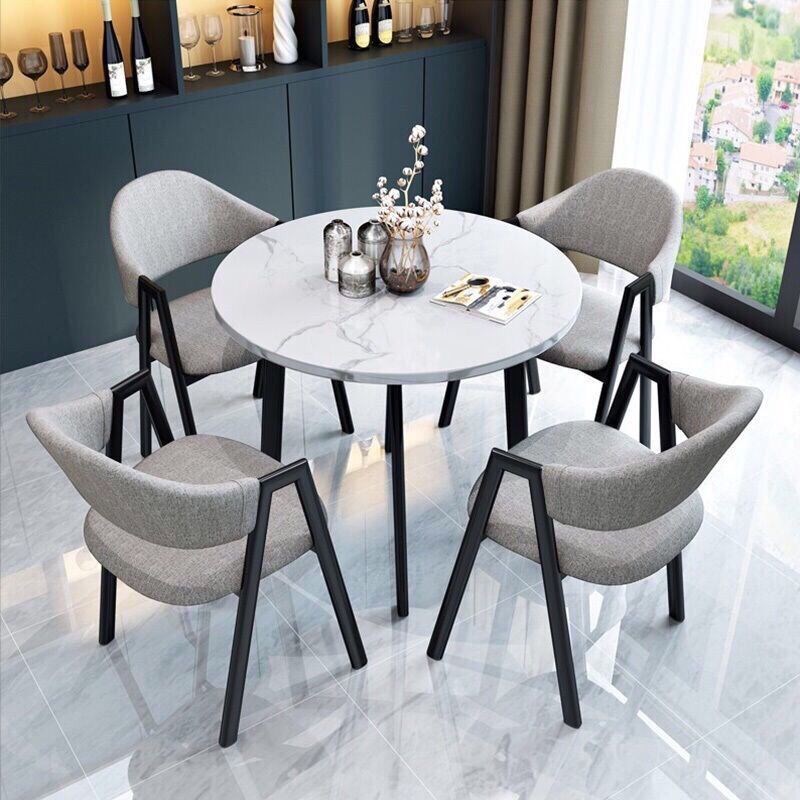 门店洽谈桌椅奶茶店圆桌办公休闲接待桌会客桌家用圆形餐桌