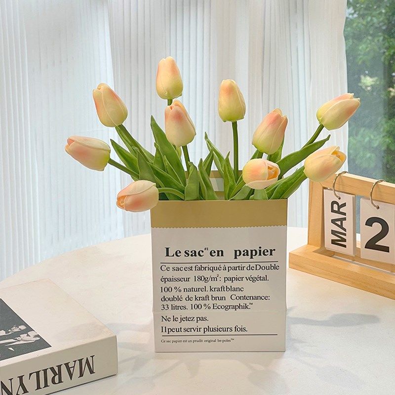 郁金香假花仿真花摆设客厅餐桌插花花艺摆件高级仿生花装饰小花束