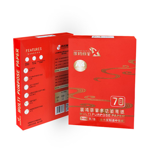 晨鸣丽星A4打印复印纸70g白纸草稿纸整箱办公用纸5包一箱