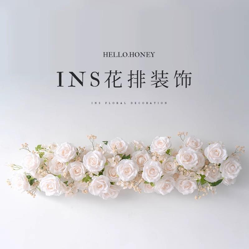 壁挂装饰仿真玫瑰花排 浪漫甜美婚礼布置店面墙面遮挡成品花