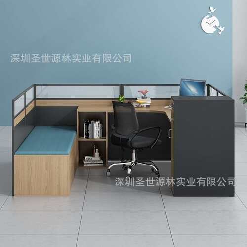 办公桌带折叠床工位屏风职员午休加班办公室家具组合1.6米L型转角