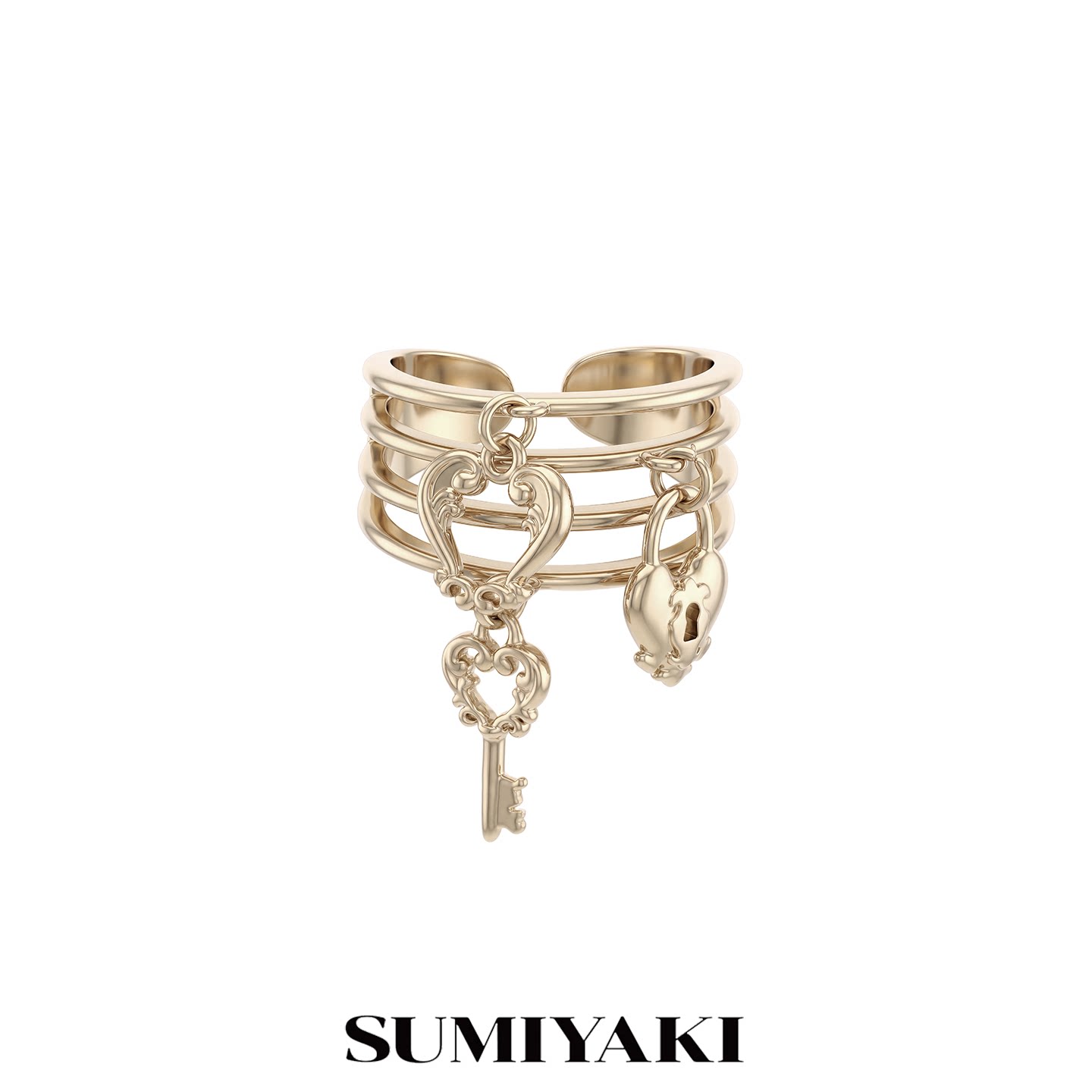 SUMIYAKI 爱锁芯系列原创钥匙吊坠多层叠戴戒指新款爆款手饰