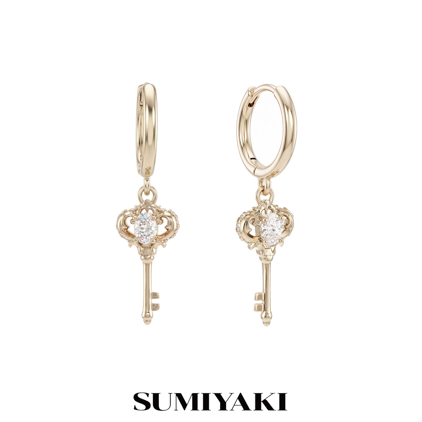 SUMIYAKI 爱锁芯系列钥匙耳扣小众锆石耳环独特漂亮耳饰