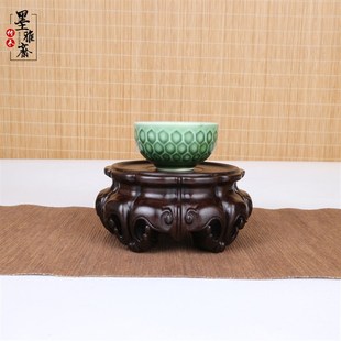 实木瓷器花瓶盆景底座黑檀木圆形整木雕刻摆件木底座装饰复古木垫