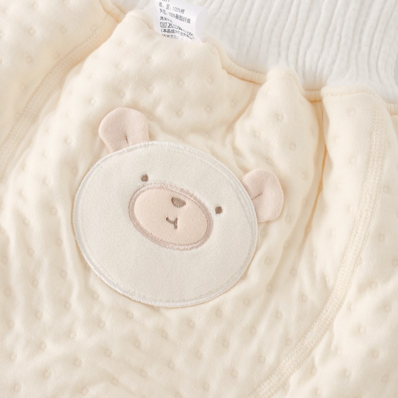 婴儿三层保暖内衣套装秋冬纯棉打底秋衣男女宝宝夹棉高腰护肚大PP