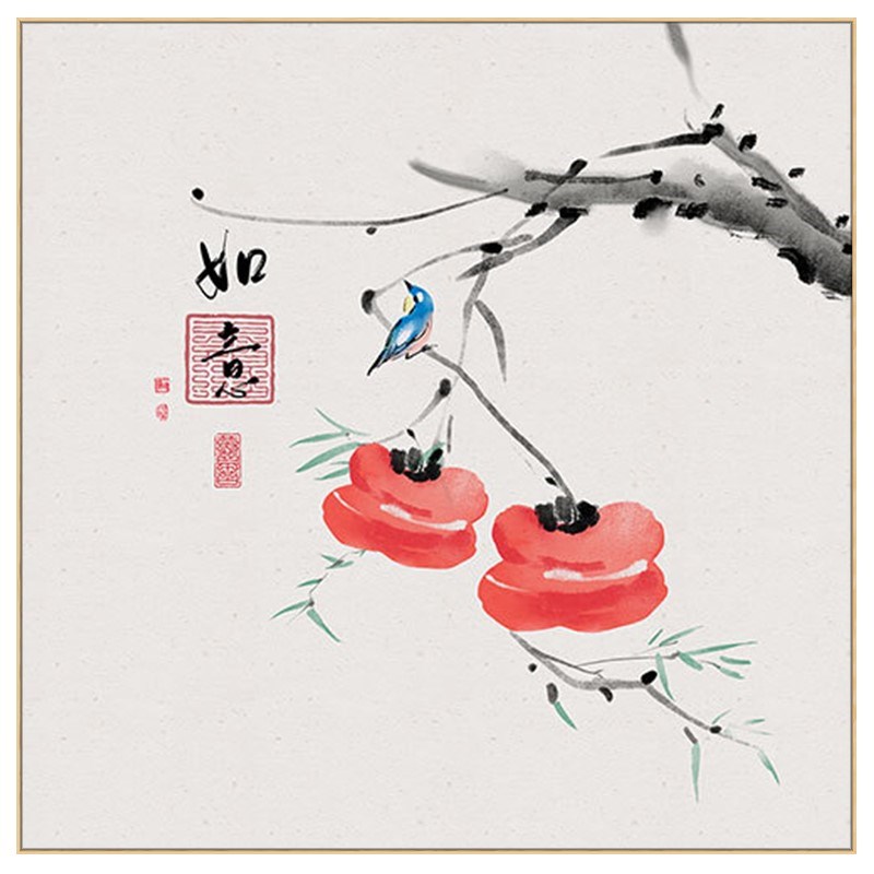 过道墙面壁画新中式五福临门挂画葫芦玄关装饰画入户进门餐厅走廊