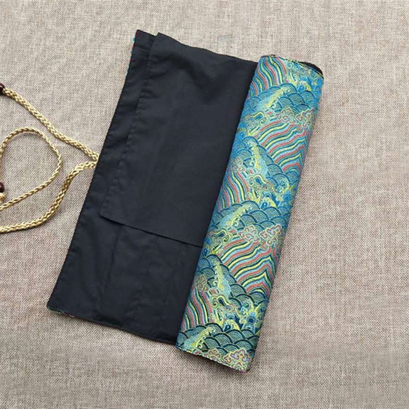 高档9/9.5/10寸手工宋锦缎丝绸6把装折扇扇袋扇套外带扇轴收纳袋