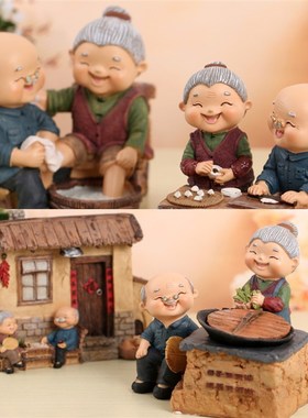 创意生日礼物老人老头老太太家居装饰品小摆件爷爷奶奶白头偕老