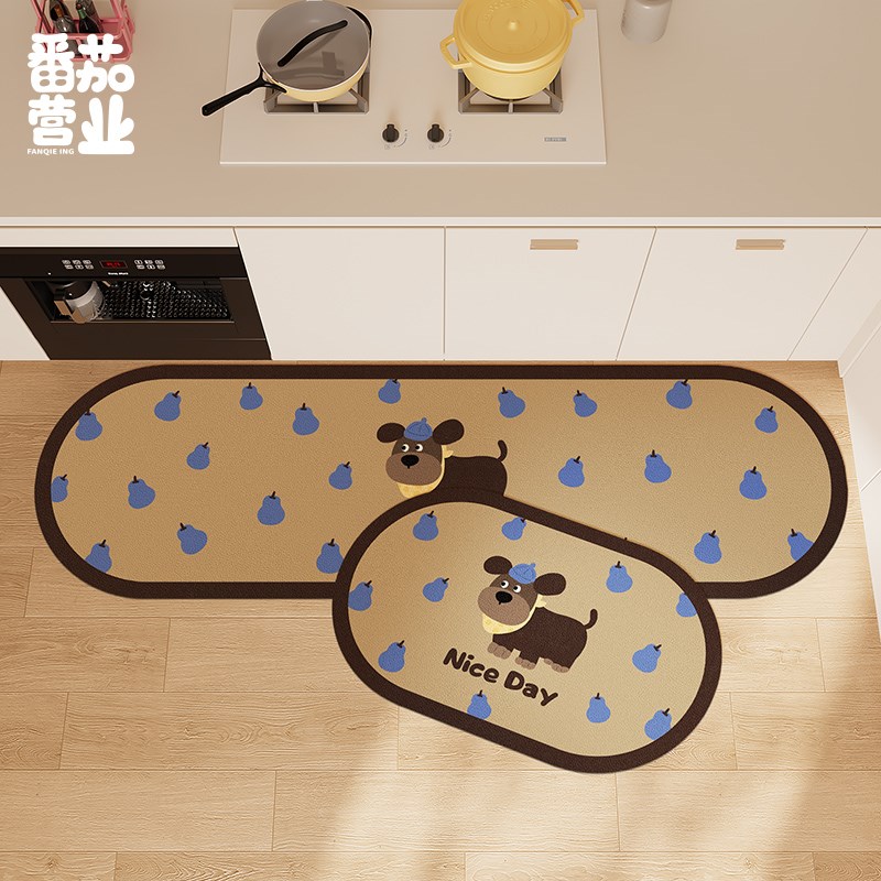 家用厨房洗手台吸水地垫皮革脚垫子免洗可擦免洗耐脏长条防滑地毯