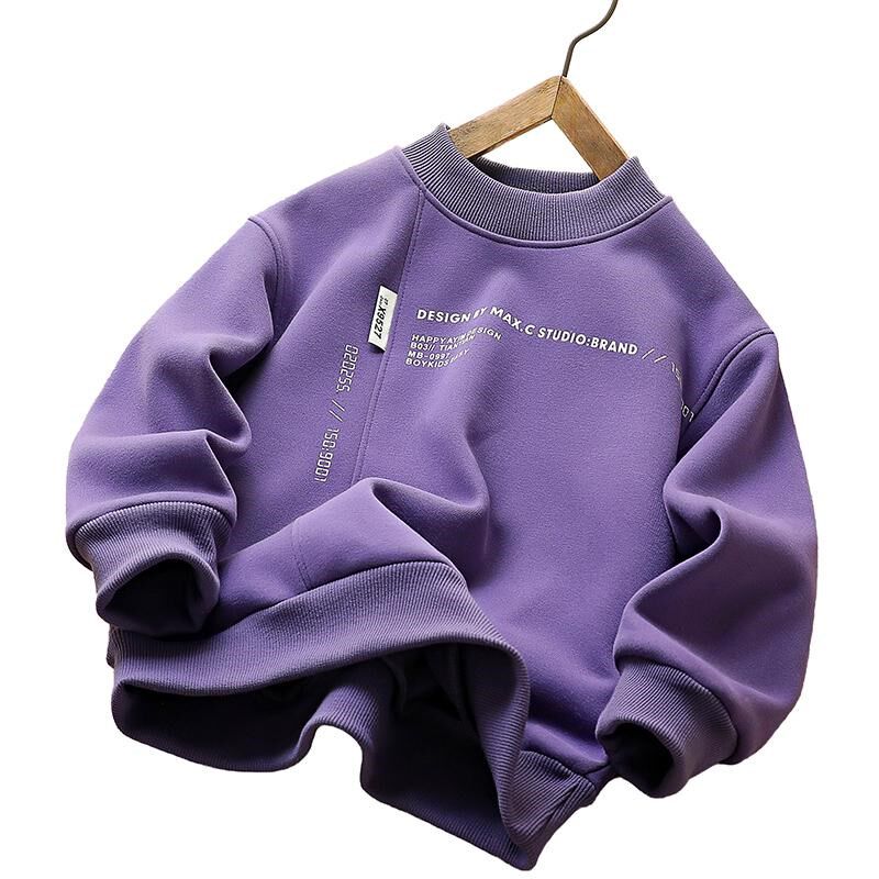 男童高领加绒卫衣秋冬2024新款儿童保暖上衣中大童加厚休闲打底衫