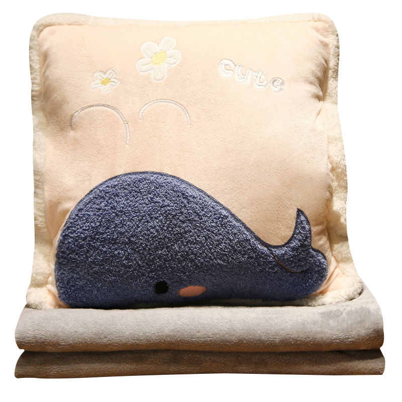 卡通抱枕被子两用靠枕折叠空调毯汽车内靠垫枕头三合一办公室午睡