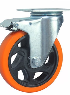 中型黄色通花3寸4寸5寸万向轮刹车轮平板车轮子手推车轮货架脚轮