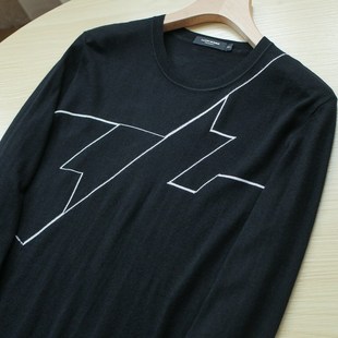 新款 黑色圆领套头毛衣男士 2021春秋季 休闲百搭针织衫 羊毛上衣 时尚