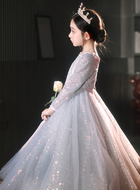 儿童晚礼服公主裙高端走秀女童钢琴演出服花童蓬蓬纱主持花童婚纱