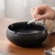粗陶大号禅黑装 饰烟灰缸家用轻奢高级感防风灰缸办公室桌面烟盅