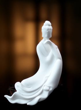 德化白瓷摆件工艺品香插无相佛人物中式桌面创意禅意陶瓷观音佛像