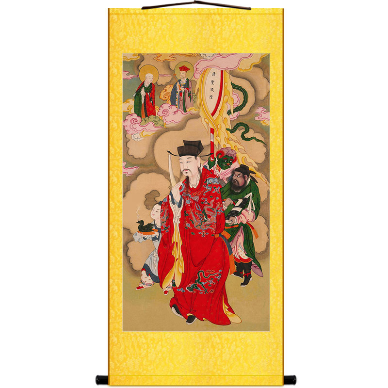 明清复古水陆画 城隍爷人物神像画 城池守护神卷轴挂画装饰画定制