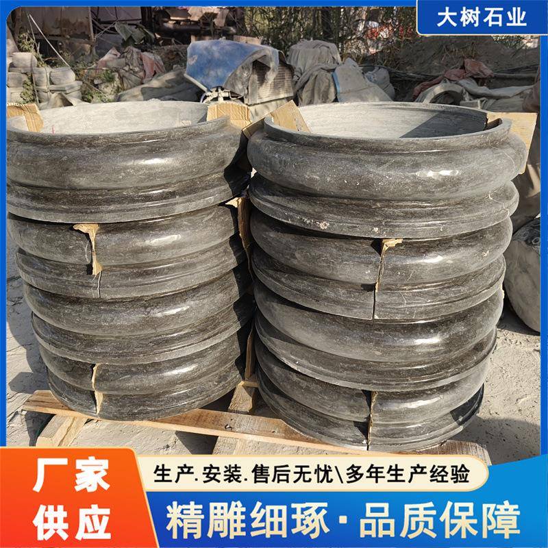 柱顶石空心天然石头圆墩青石柱墩底座石墩子挡车石中式门口柱子脚