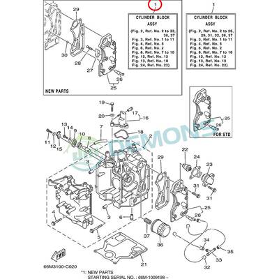 )翟墨DEMONS舷外机船外挂机气缸体曲轴箱总成66M-W009B-04-1S
