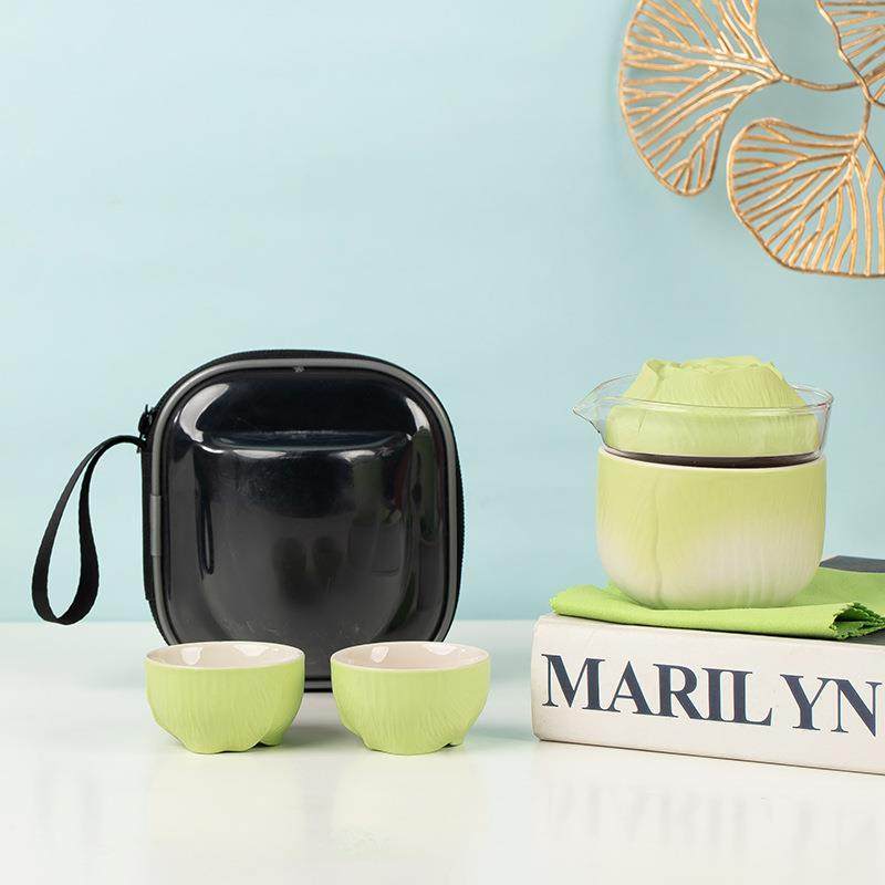 翡翠白菜旅行茶具套装一壶二杯快客杯户外便携随身露营个人喝茶,电子元器件市场,其它元器件,淘宝优惠券,粉丝福利购,淘宝优惠卷