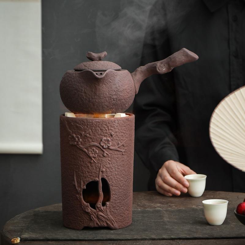 粗陶围炉炭烧炉煮茶炉酒精灯明火加热复古功夫陶瓷烧水茶壶煮茶器
