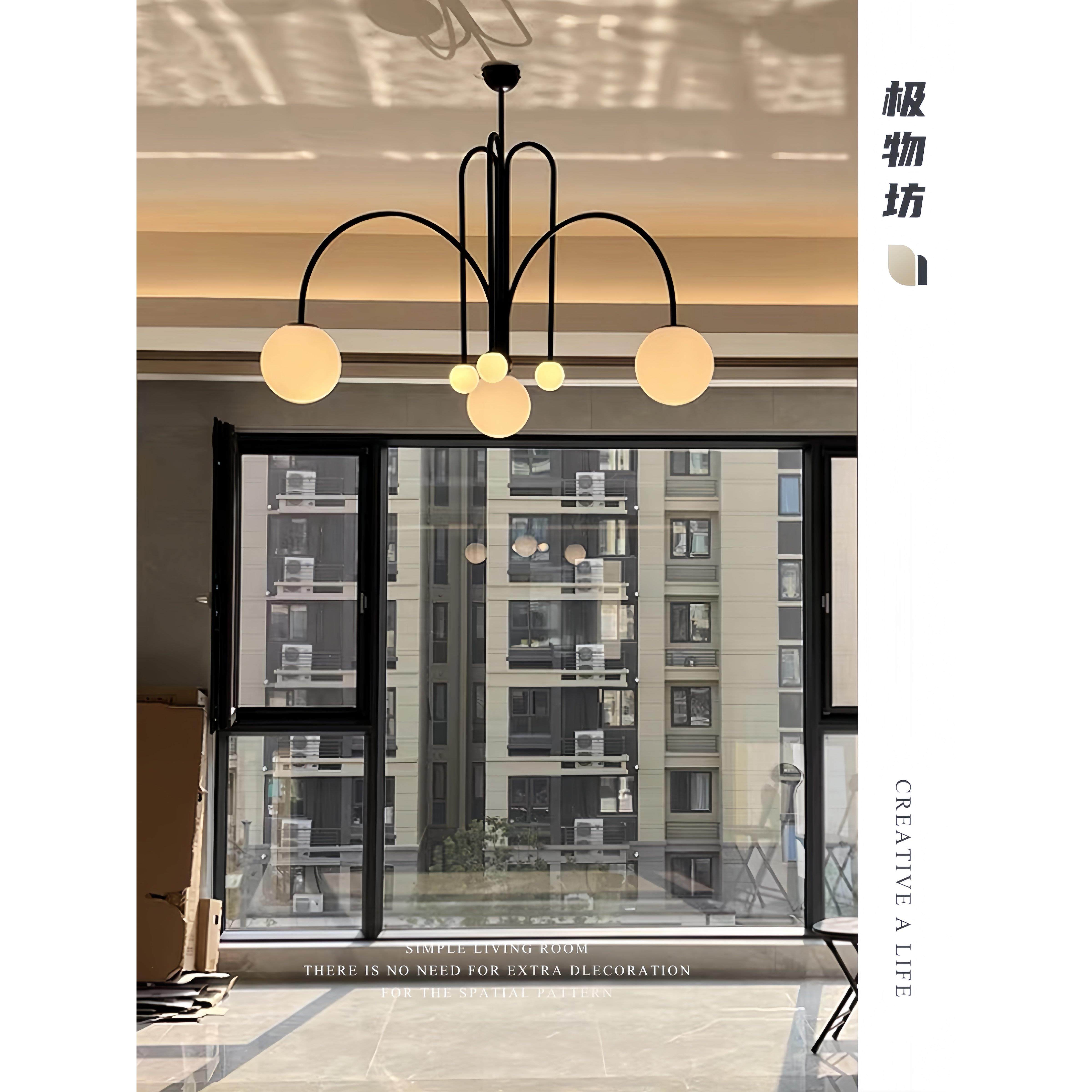 轻法式南洋中古客厅餐厅纯铜玻璃圆球吊灯覆古魔豆分子艺术灯具