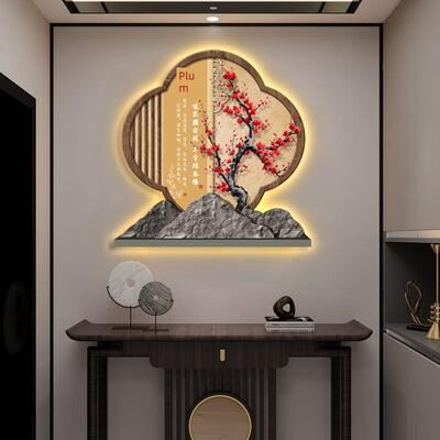 入口入口装饰画新中国风梅兰竹菊茶室挂画走廊路背景墙轻壁画