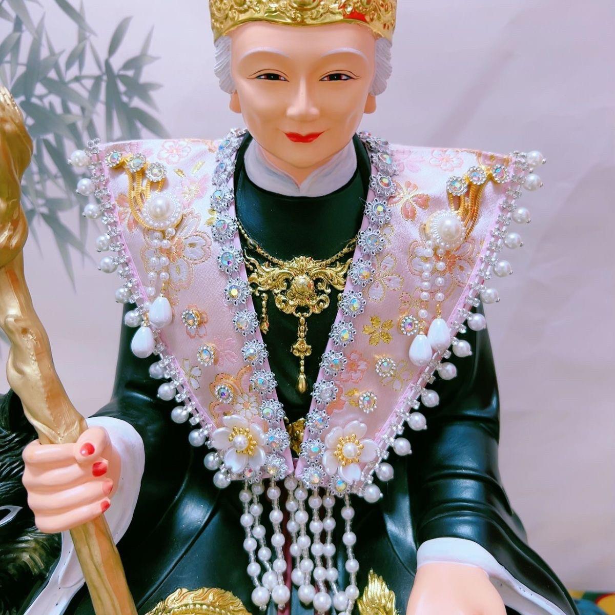 高档纯手工珍珠佛像披肩神像披风云肩风冠霞披满钻仿古12寸到19寸