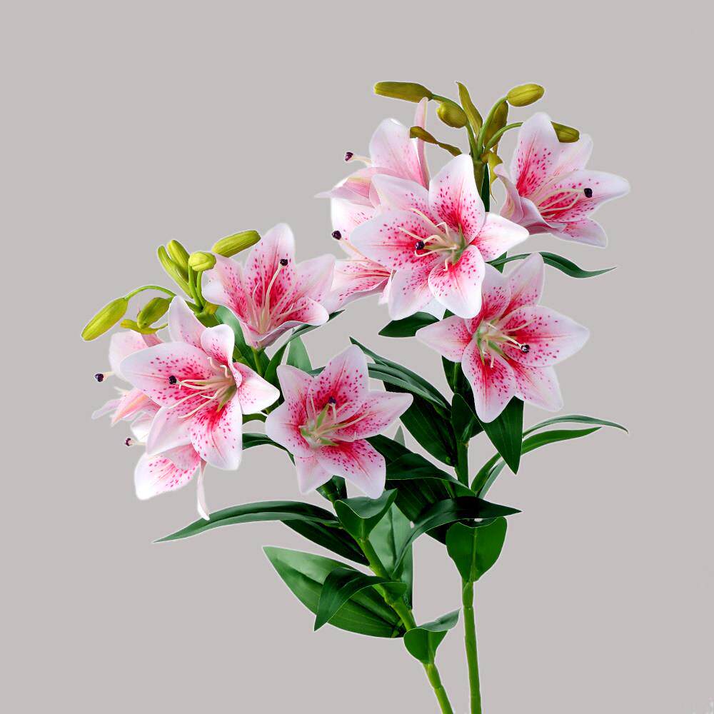 新款 3D多头百合花高级感仿真花 轻奢家居摆花婚礼婚庆布置装饰花