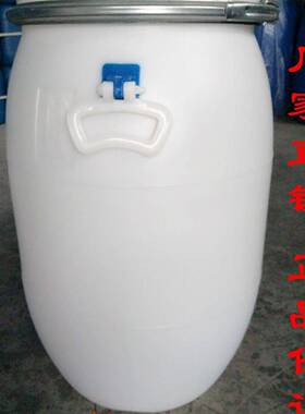 60L塑料桶白色桶法兰圆桶60KG大口径桶加厚抱箍化工桶耐酸碱桶