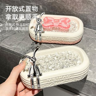 卫生间创意陶瓷肥皂盒家用高档大号沥水盒洗漱台肥皂架香皂置物架