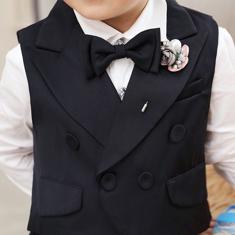 儿童西装套装男童周岁生日礼服男宝宝三件套花童小西装婴儿套装冬