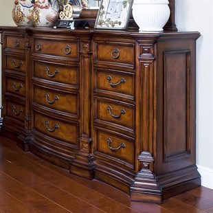 美式 雕花卧室复古收纳柜首饰珠宝柜电视柜 实木九斗柜储物柜欧式