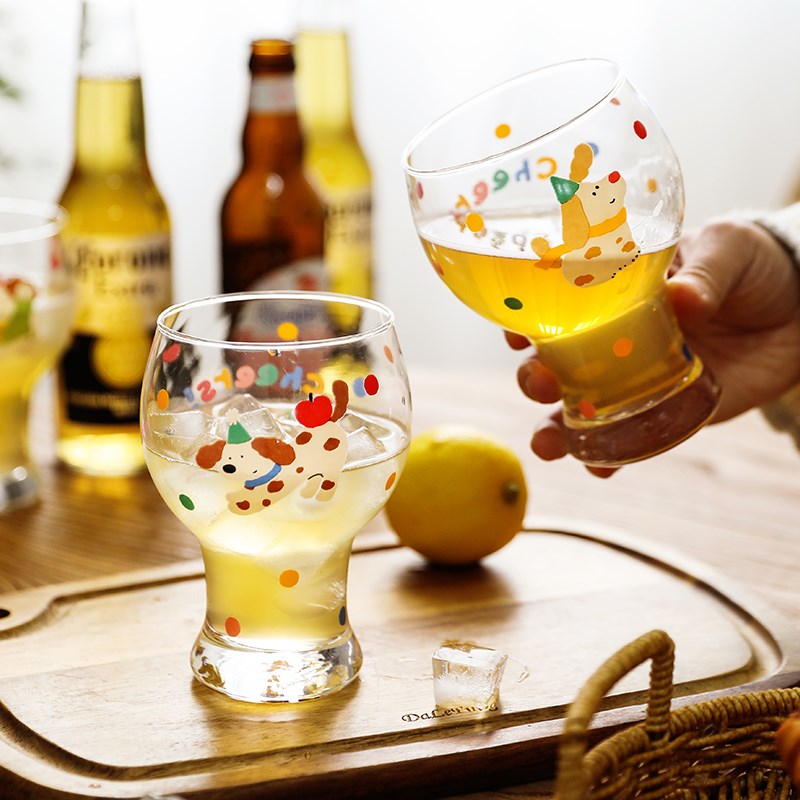 舍里可爱啤酒杯女高颜值杯子玻璃杯果汁牛奶杯耐热家用水杯奶茶杯