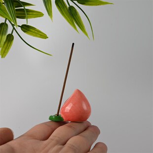 小众高级感鸭梨桃子立体香插陶瓷线香香插家居摆件香座香托底座