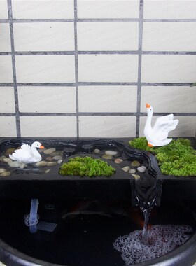 鱼缸流水摆件循环水石槽托盘古法缸造景全套生态水流罐过滤器水槽