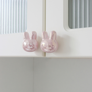 衣柜拉手奶油风柜子一门到顶极简陶瓷单孔高档柜门抽屉法式门把手