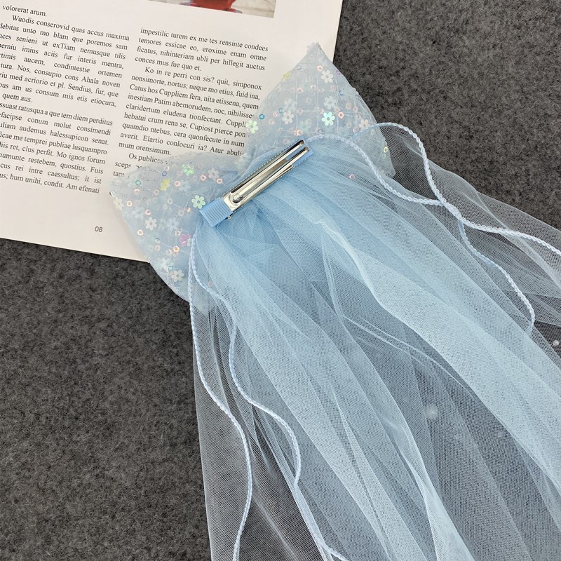 宝宝公主裙婚纱头纱发夹小女孩生日发卡女童超长飘带发饰儿童头饰