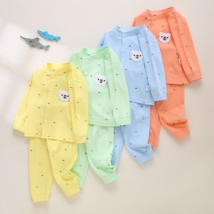 婴儿衣服纯棉无骨睡衣男女宝宝家居服秋衣裤 秋冬打底分体内衣套装