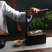 寒山居黑檀实木纸巾盒新中式 饰配件 茶桌摆件创意纸巾收纳盒家居装