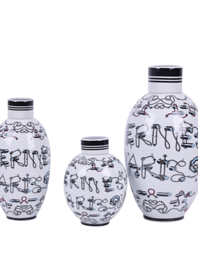 新中式白色陶瓷罐摆件家居样板房客厅电视柜玄关茶室茶楼软装饰品