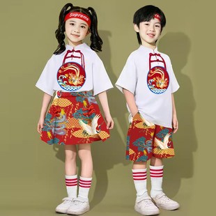 六一儿童表演服幼儿园舞蹈演出服国风啦啦队夏季 合唱班服 汉服套装